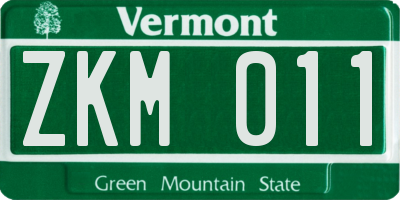 VT license plate ZKM011
