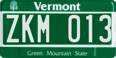 VT license plate ZKM013