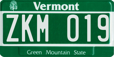 VT license plate ZKM019