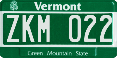 VT license plate ZKM022