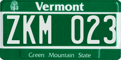 VT license plate ZKM023