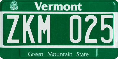 VT license plate ZKM025