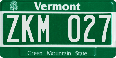 VT license plate ZKM027