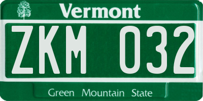 VT license plate ZKM032