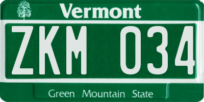 VT license plate ZKM034