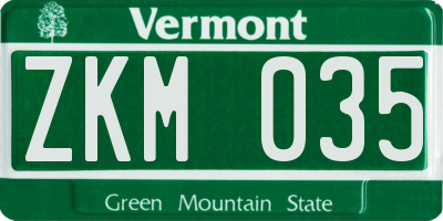 VT license plate ZKM035