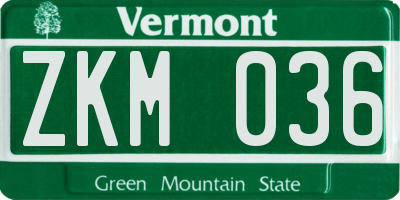 VT license plate ZKM036