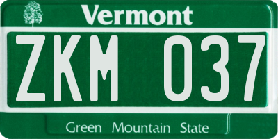 VT license plate ZKM037