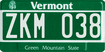 VT license plate ZKM038