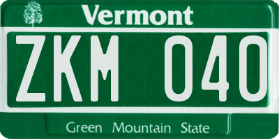 VT license plate ZKM040