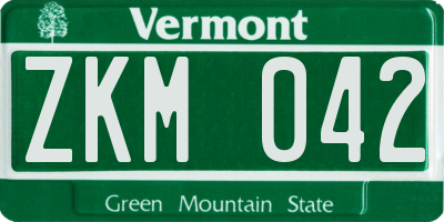 VT license plate ZKM042