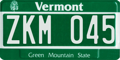 VT license plate ZKM045