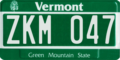 VT license plate ZKM047
