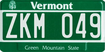 VT license plate ZKM049