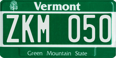VT license plate ZKM050