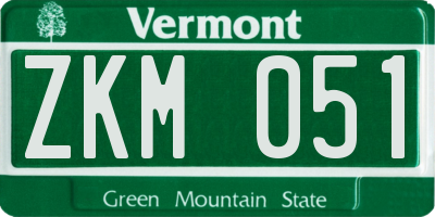 VT license plate ZKM051