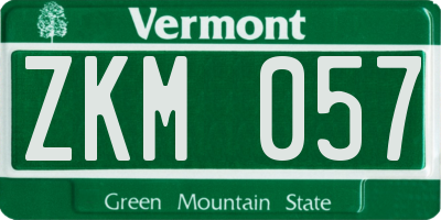 VT license plate ZKM057