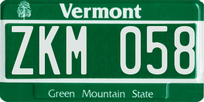 VT license plate ZKM058