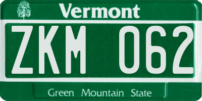 VT license plate ZKM062