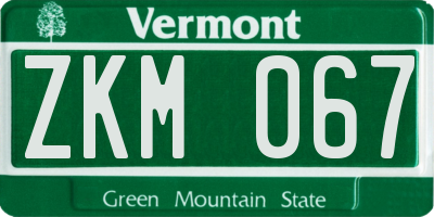 VT license plate ZKM067