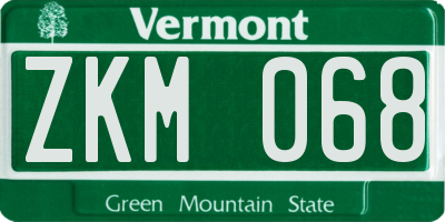 VT license plate ZKM068