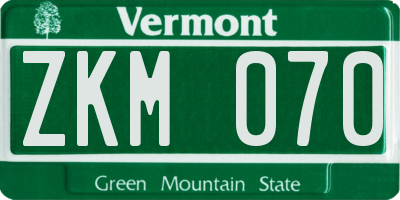 VT license plate ZKM070