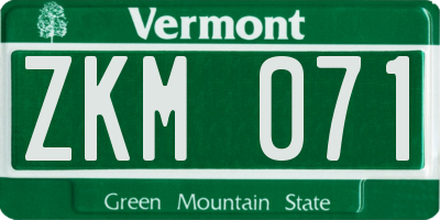 VT license plate ZKM071