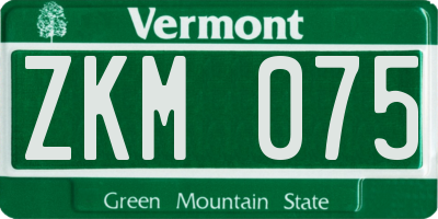 VT license plate ZKM075