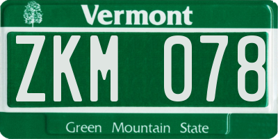 VT license plate ZKM078