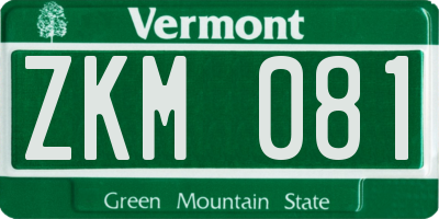 VT license plate ZKM081