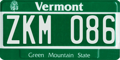 VT license plate ZKM086