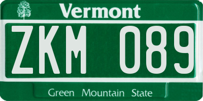 VT license plate ZKM089