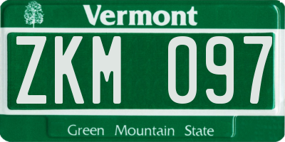 VT license plate ZKM097