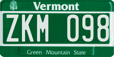 VT license plate ZKM098