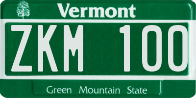 VT license plate ZKM100