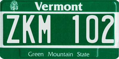 VT license plate ZKM102