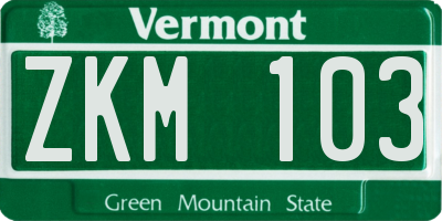 VT license plate ZKM103