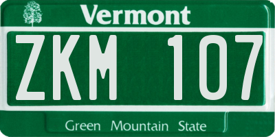 VT license plate ZKM107