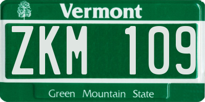 VT license plate ZKM109