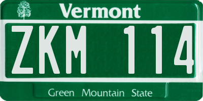 VT license plate ZKM114