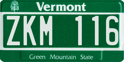 VT license plate ZKM116