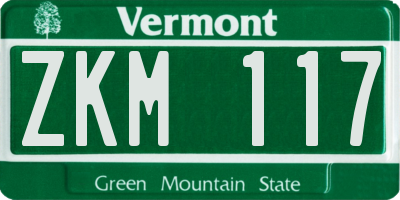VT license plate ZKM117