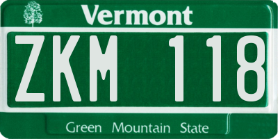 VT license plate ZKM118