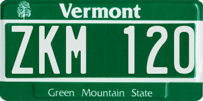 VT license plate ZKM120