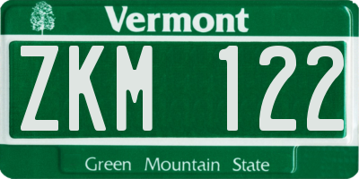 VT license plate ZKM122
