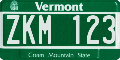 VT license plate ZKM123