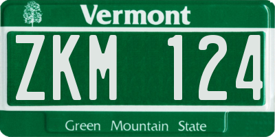 VT license plate ZKM124
