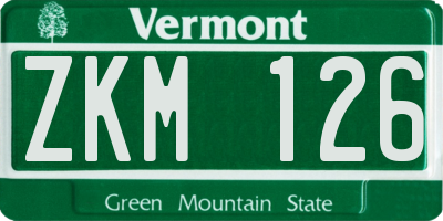 VT license plate ZKM126