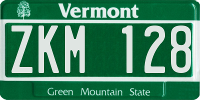 VT license plate ZKM128