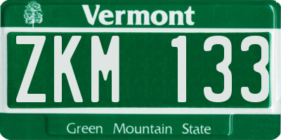 VT license plate ZKM133